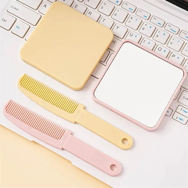 2-in-1 Hidden Design Non-Slip Portable Makeup Mirror Comb
