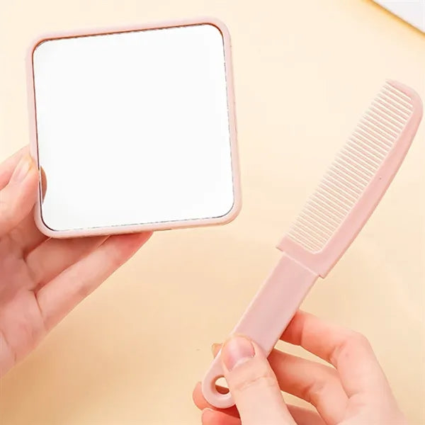 2-in-1 Hidden Design Non-Slip Portable Makeup Mirror Comb
