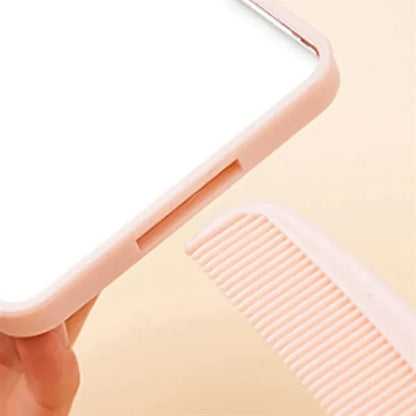 2-in-1 Hidden Design Non-Slip Portable Makeup Mirror Comb