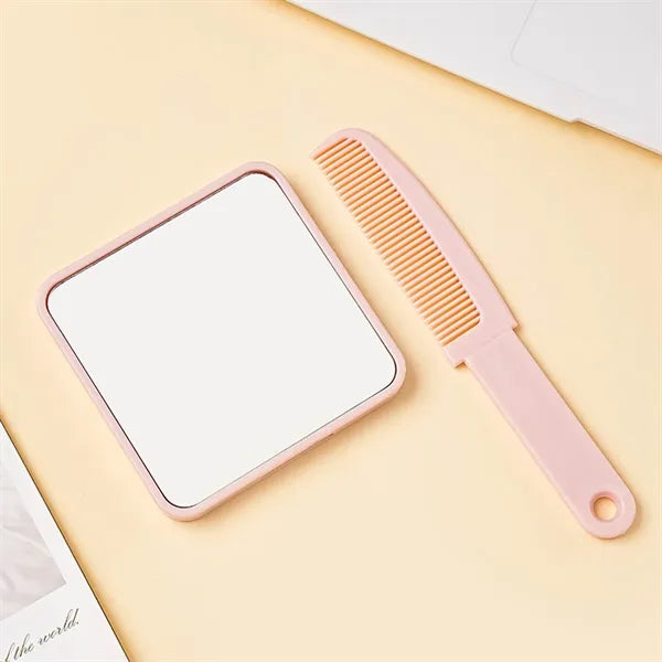 2-in-1 Hidden Design Non-Slip Portable Makeup Mirror Comb