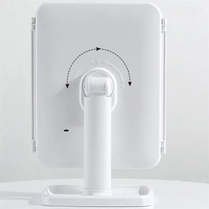 Foldable Storage Base Stepless Dimming 3X LED Makeup Mirror