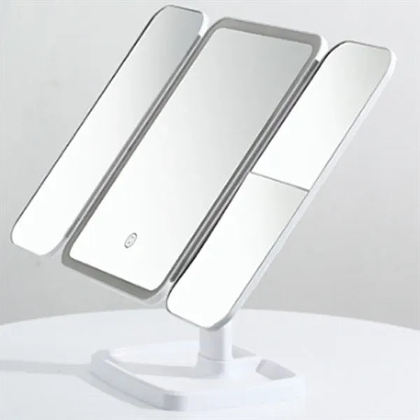 Foldable Storage Base Stepless Dimming 3X LED Makeup Mirror