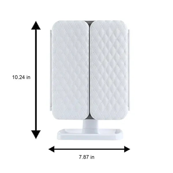 Foldable Storage Base Stepless Dimming 3X LED Makeup Mirror