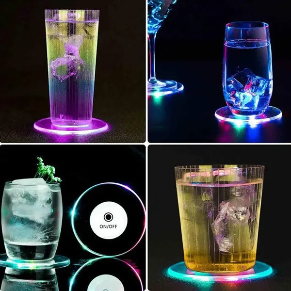 Multi-Color 3 Lighting Modes One-Touch Control LED Coaster