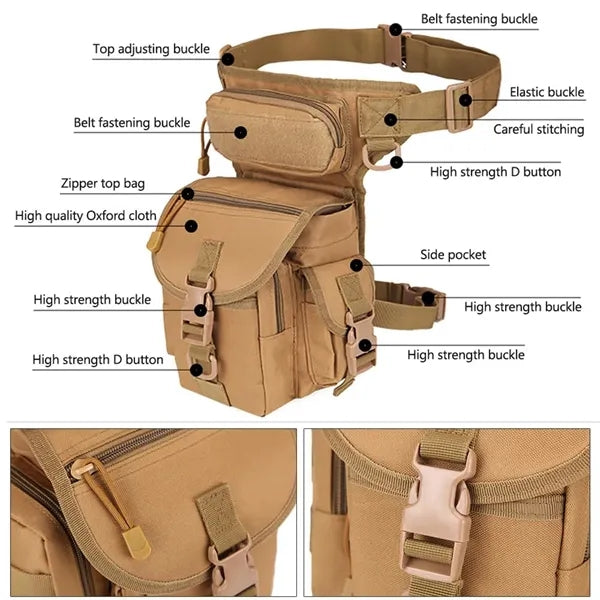 Waterproof Multi-Pocket Breathable Adjustable Straps Leg Bag