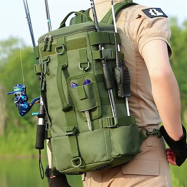 Spacious Waterproof Fishing Backpack with Rod Holder