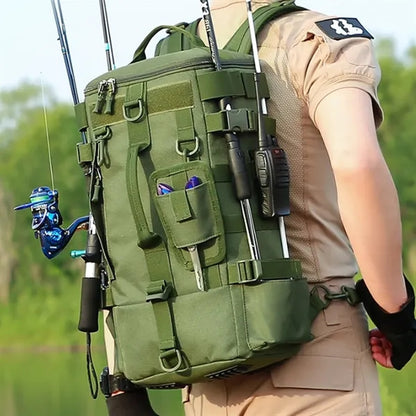 Spacious Waterproof Fishing Backpack with Rod Holder