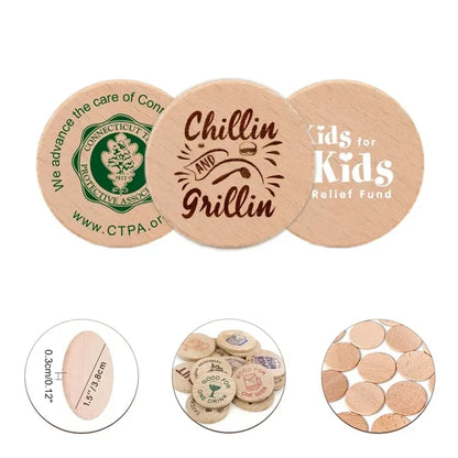 Wood Game Token 1 1/2" Wooden Nickel