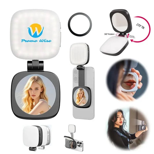 Pocket 360-Degree Magnetic Selfie Fill Light Built-In Mirror