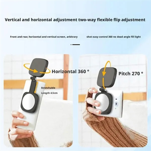 Pocket 360-Degree Magnetic Selfie Fill Light Built-In Mirror