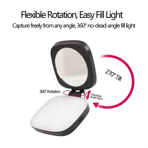 Pocket 360-Degree Magnetic Selfie Fill Light Built-In Mirror