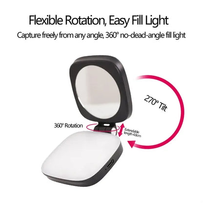 Pocket 360-Degree Magnetic Selfie Fill Light Built-In Mirror