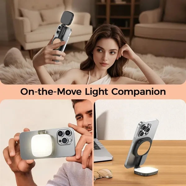 Pocket 360-Degree Magnetic Selfie Fill Light Built-In Mirror