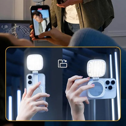 Pocket 360-Degree Magnetic Selfie Fill Light Built-In Mirror