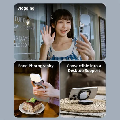 Pocket 360-Degree Magnetic Selfie Fill Light Built-In Mirror