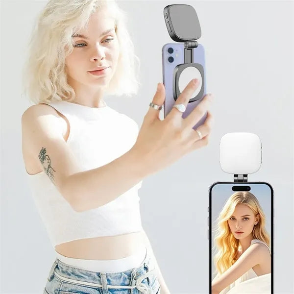 Pocket 360-Degree Magnetic Selfie Fill Light Built-In Mirror