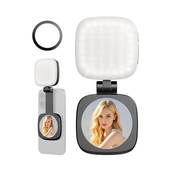 Pocket 360-Degree Magnetic Selfie Fill Light Built-In Mirror