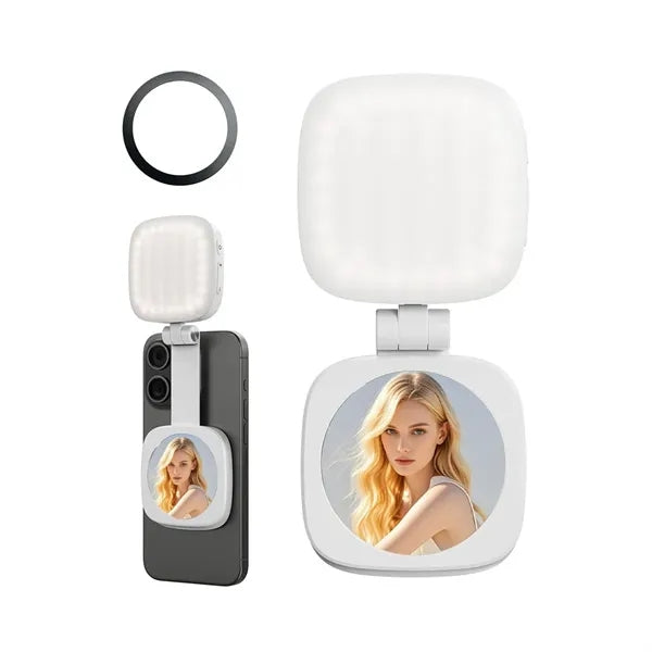 Pocket 360-Degree Magnetic Selfie Fill Light Built-In Mirror