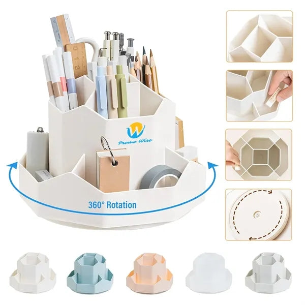 Durable 9-Grid Large Capacity 360-Degree Rotating Pen Holder