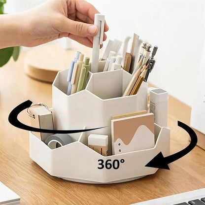 Durable 9-Grid Large Capacity 360-Degree Rotating Pen Holder