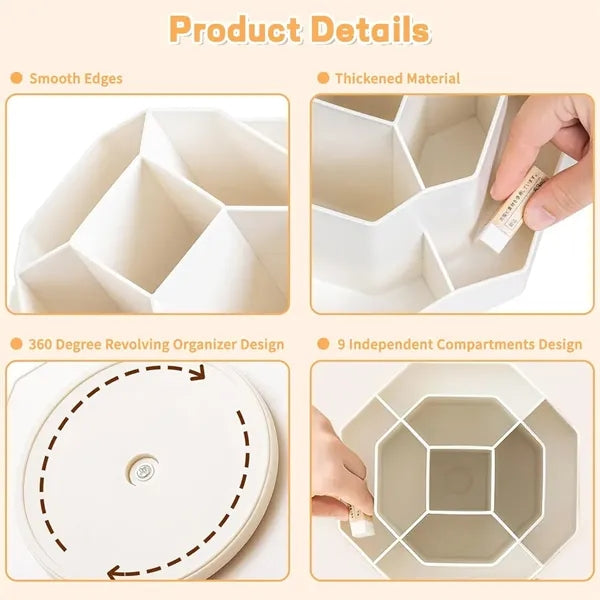 Durable 9-Grid Large Capacity 360-Degree Rotating Pen Holder