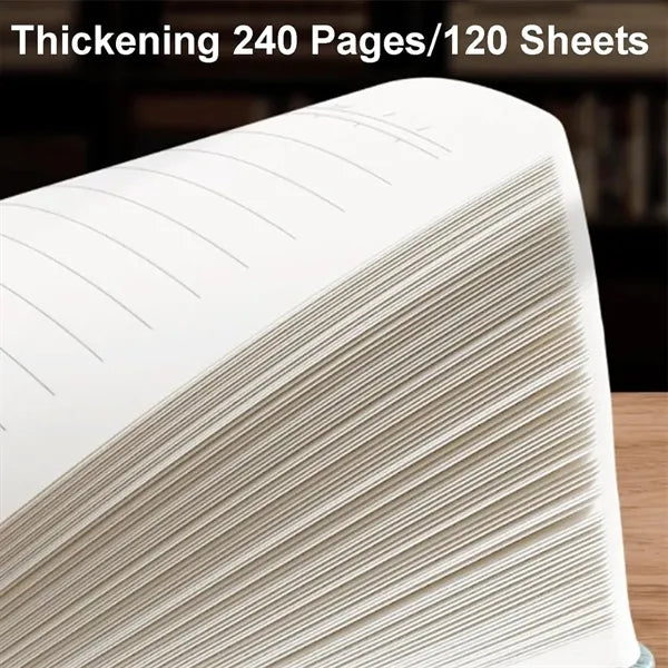 Waterproof Lay-Flat A5 PU Leather Notebook with Pen Holder
