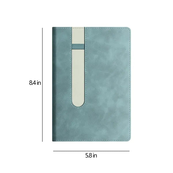 Waterproof Lay-Flat A5 PU Leather Notebook with Pen Holder