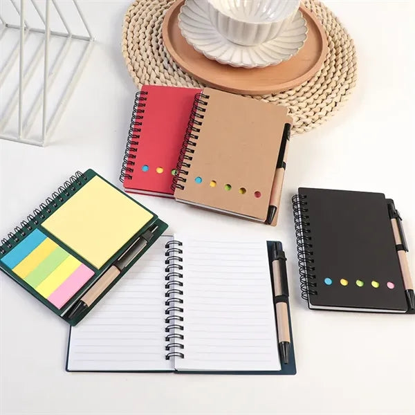 Memo Spiral Notebook with Sticky Notes and Pen