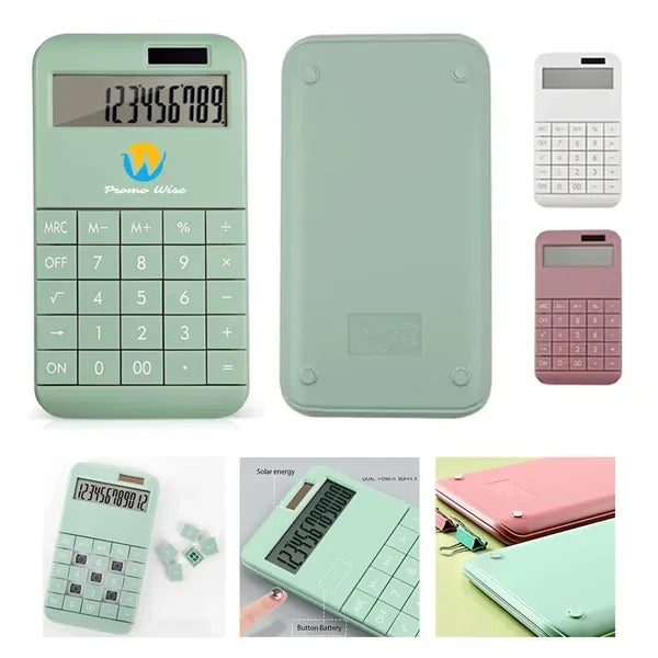 12-Digit LCD Auto-Off Solar Battery Dual-Power Calculator