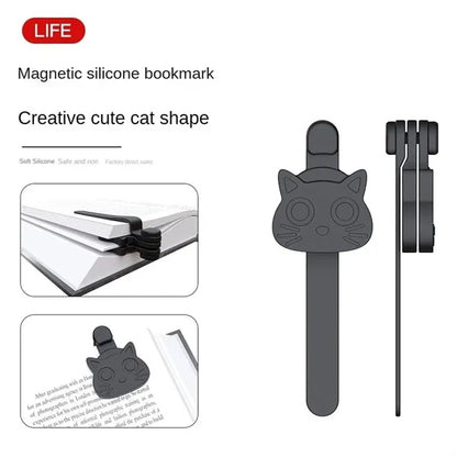 Soft Silicone Anti-Slip Cat-Head Shaped Magnetic Bookmarks