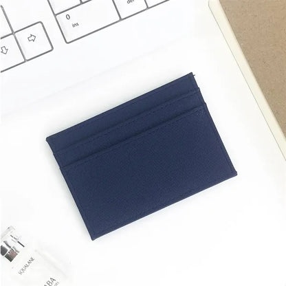 Slim Multi-Slot PU Leather Card Holder Keychain Set