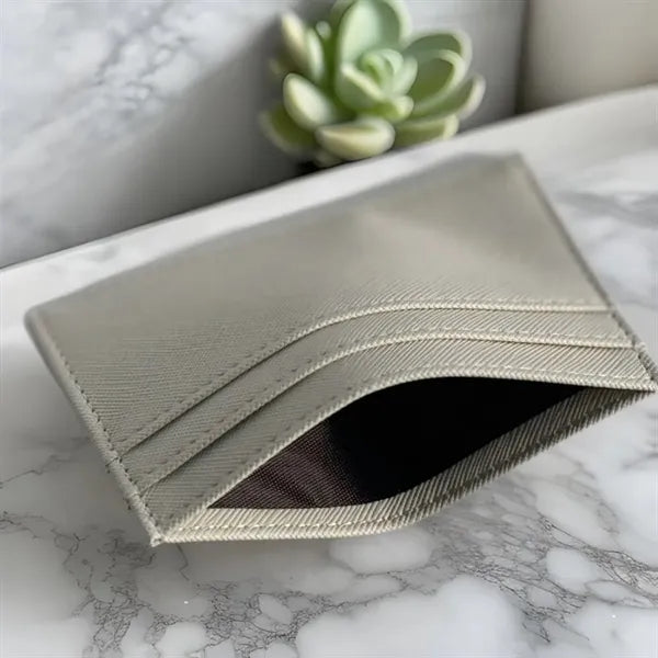 Slim Multi-Slot PU Leather Card Holder Keychain Set