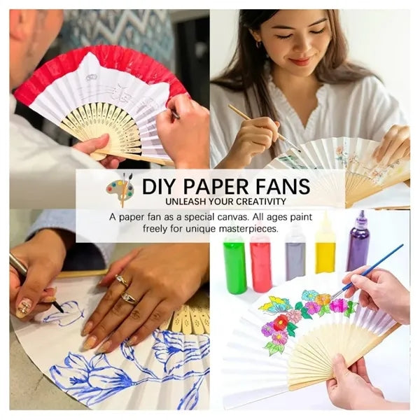 Hand Paper Folding Bamboo Fan