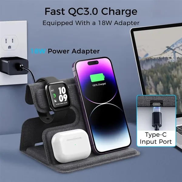Portable Fast Charge 3-in-1 Foldable Wireless Charger