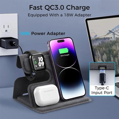 Portable Fast Charge 3-in-1 Foldable Wireless Charger
