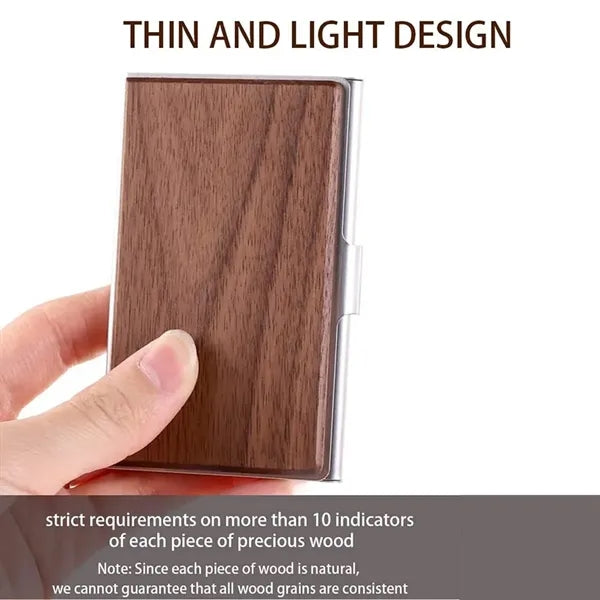 Magnetic Buckle Slim Practical Wood Business Card Holder
