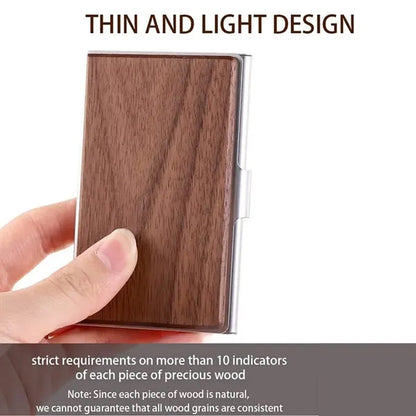 Magnetic Buckle Slim Practical Wood Business Card Holder