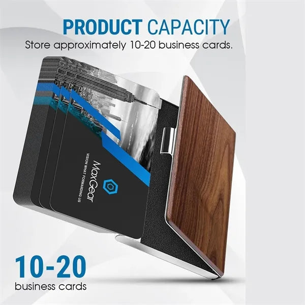 Magnetic Buckle Slim Practical Wood Business Card Holder