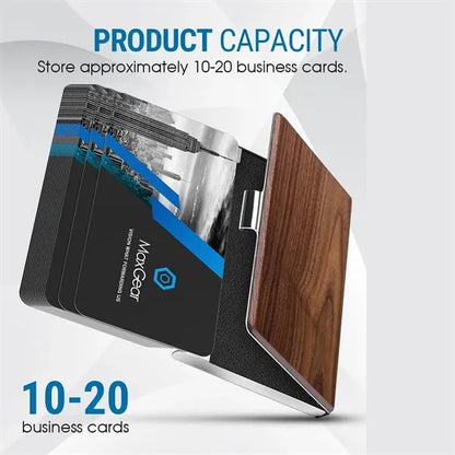 Magnetic Buckle Slim Practical Wood Business Card Holder