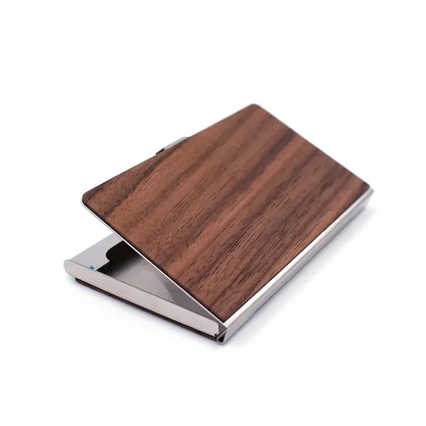 Magnetic Buckle Slim Practical Wood Business Card Holder