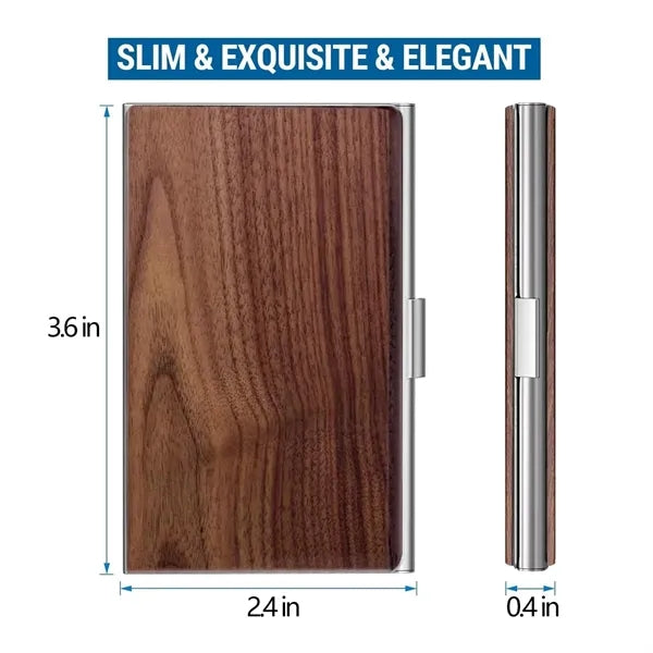 Magnetic Buckle Slim Practical Wood Business Card Holder