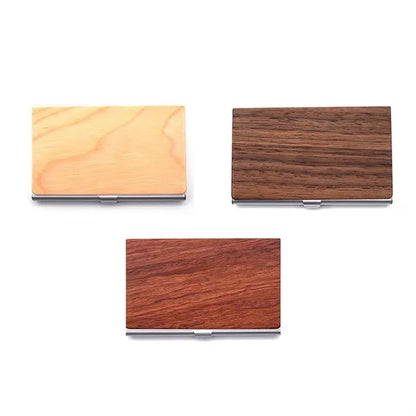 Magnetic Buckle Slim Practical Wood Business Card Holder