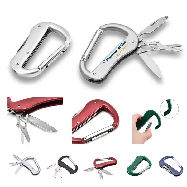Folding Multi-Tool Carabiner with Knife and Bottle Opener