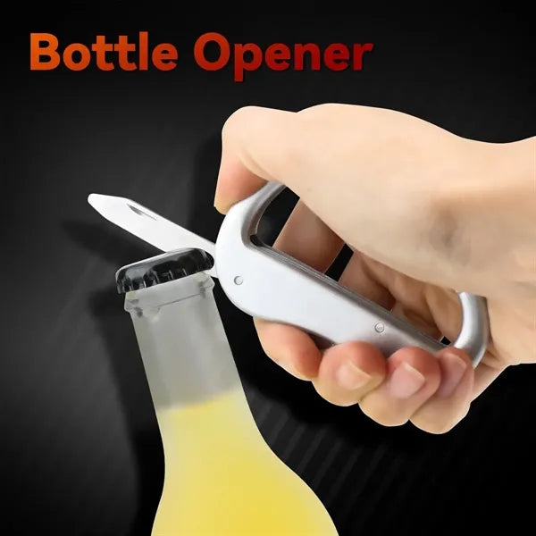 Folding Multi-Tool Carabiner with Knife and Bottle Opener