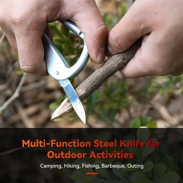 Folding Multi-Tool Carabiner with Knife and Bottle Opener