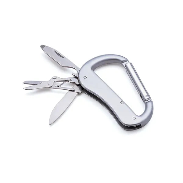 Folding Multi-Tool Carabiner with Knife and Bottle Opener