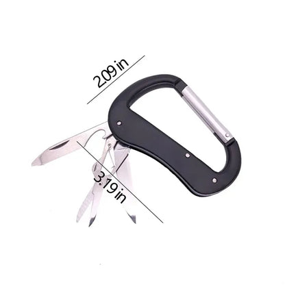 Folding Multi-Tool Carabiner with Knife and Bottle Opener