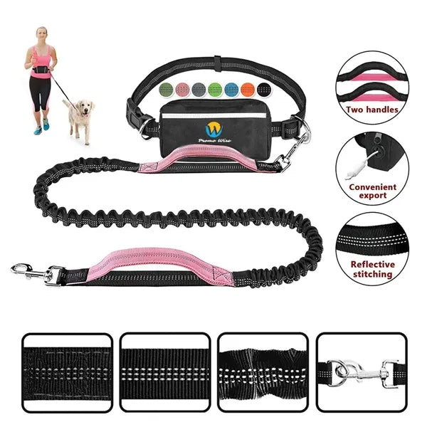Tangle-Free Adjustable Dog Leash with Removable Storage Bag