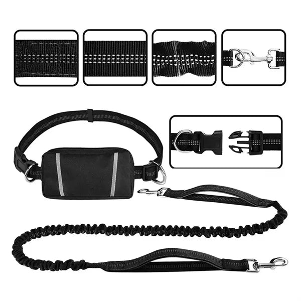Tangle-Free Adjustable Dog Leash with Removable Storage Bag
