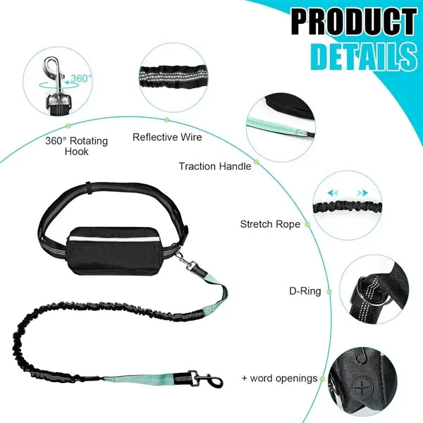 Tangle-Free Adjustable Dog Leash with Removable Storage Bag